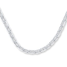 Mariner Chain Necklace Solid 14K White Gold 22"