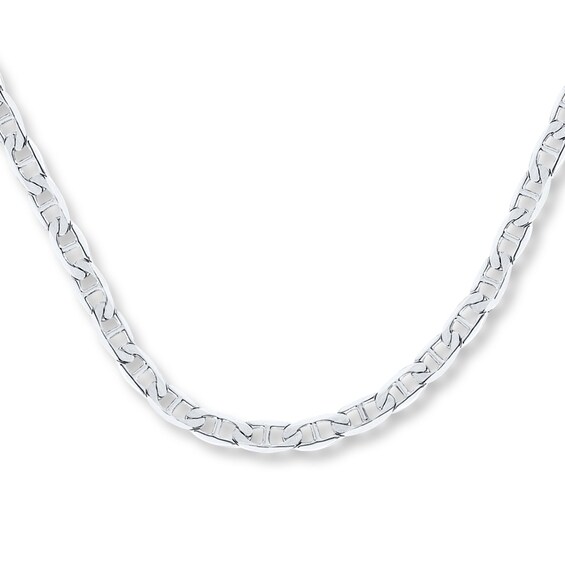 Mariner Chain Necklace Solid 14K White Gold 22"