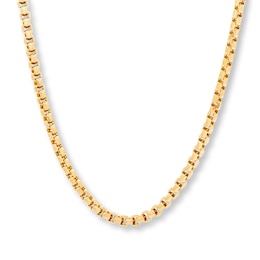 Box Chain Necklace Hollow 10K Yellow Gold 22"
