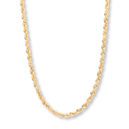 Rope Chain Necklace Solid 10K Yellow Gold 24"