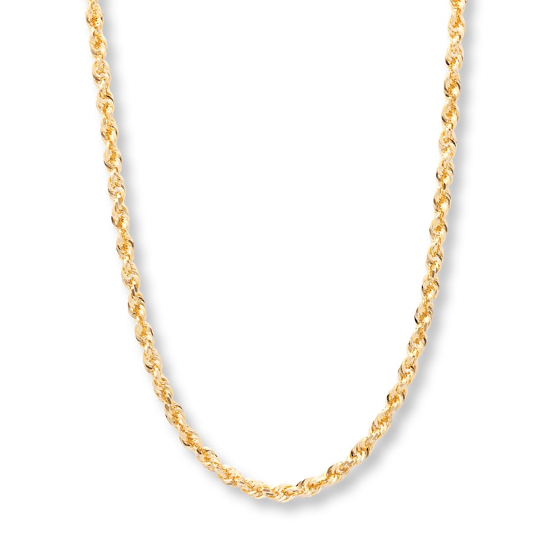 Solid Rope Chain Necklace 10K Yellow Gold 24"