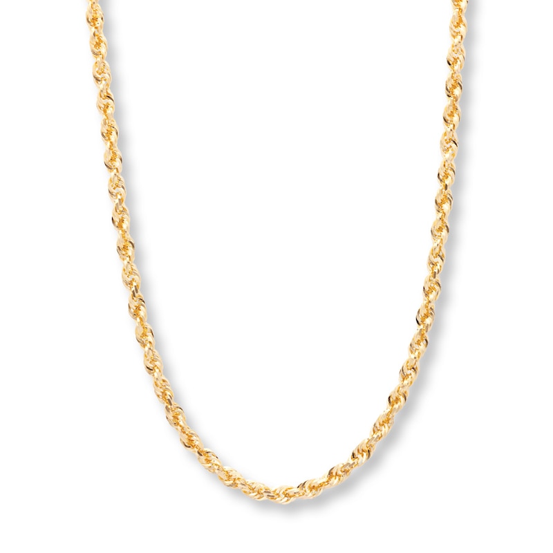Main Image 1 of Rope Chain Necklace Solid 10K Yellow Gold 24&quot;