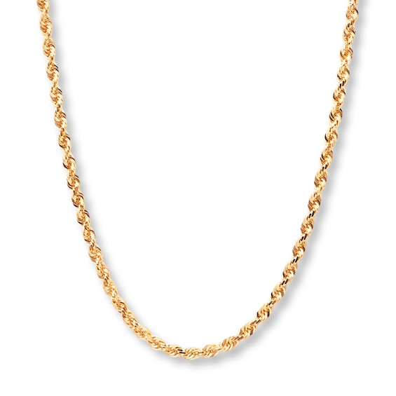 Rope Chain Solid 10K Yellow Gold 24"