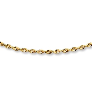 Rope Chain Necklace Solid 14K Yellow Gold 22"