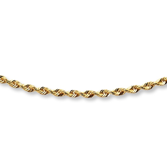 Rope Chain Necklace Solid 14K Yellow Gold 22"