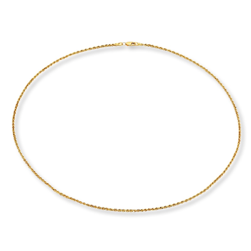 Main Image 2 of Rope Chain Necklace Solid 14K Yellow Gold 22&quot;