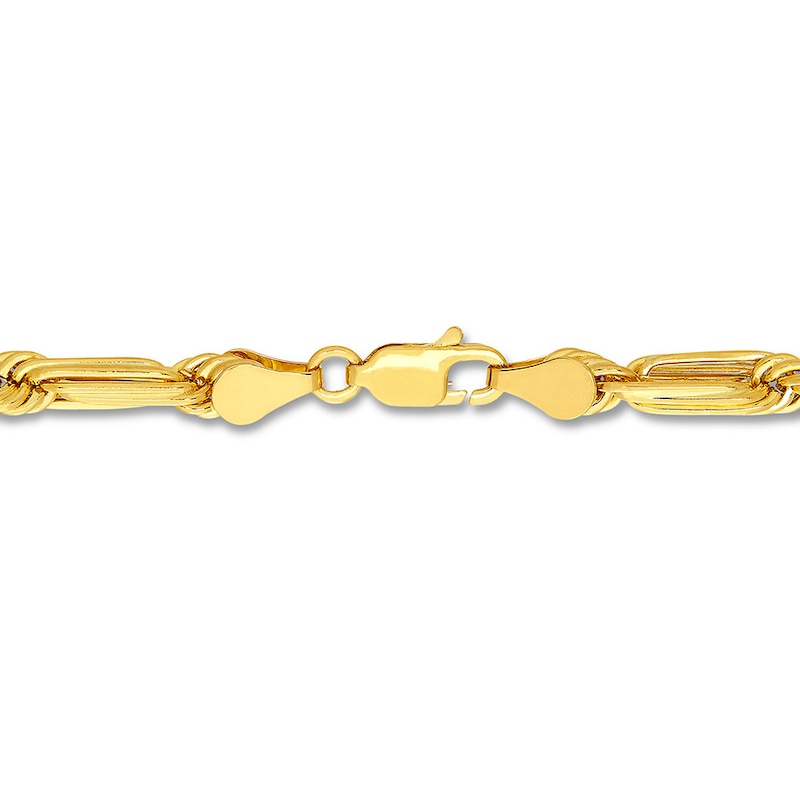 Interlocking Link Chain Necklace 10K Yellow Gold 22"