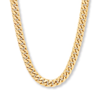 Miami Cuban Curb Chain Necklace Hollow 10K Yellow Gold 22"