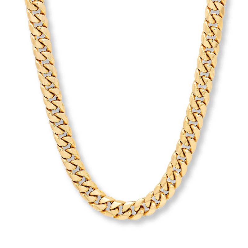 Main Image 1 of Miami Cuban Chain Necklace Hollow 10K Yellow Gold 22&quot;