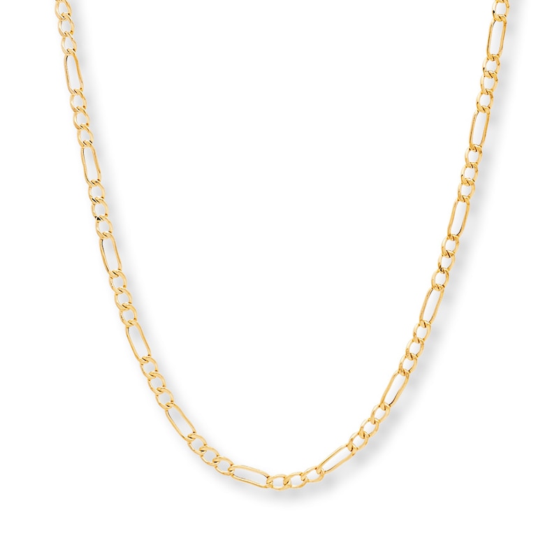 Main Image 1 of Figaro Link Chain Hollow 14K Yellow Gold 20&quot;
