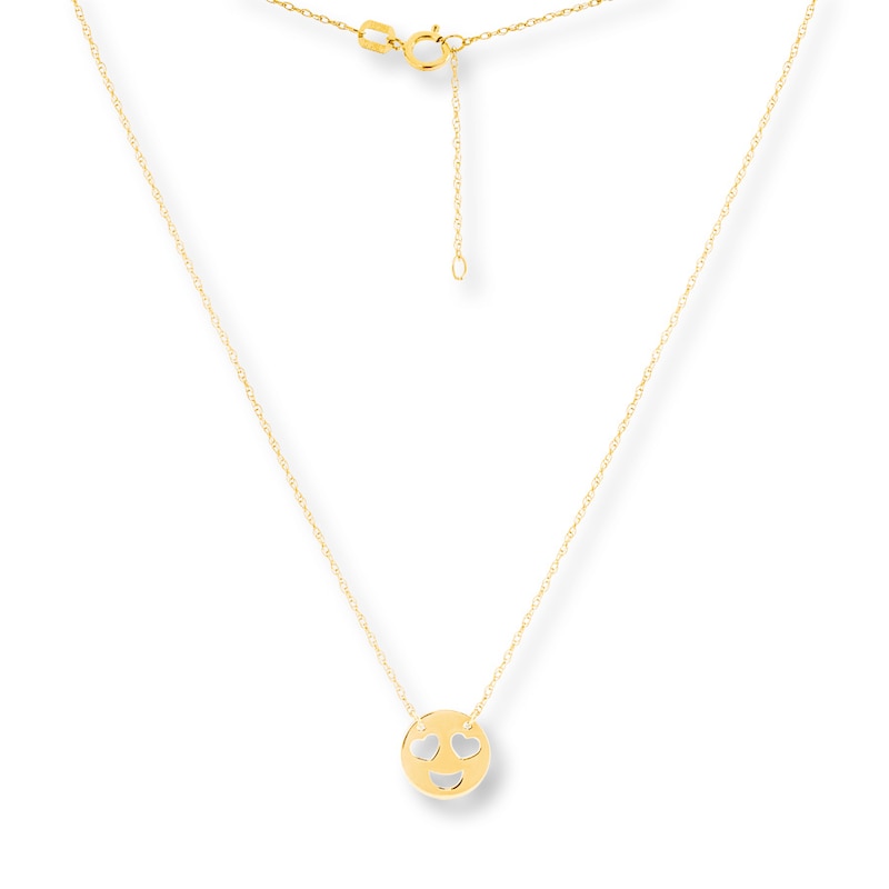 Main Image 2 of Heart Eye Emoji Necklace 14K Yellow Gold 16&quot;