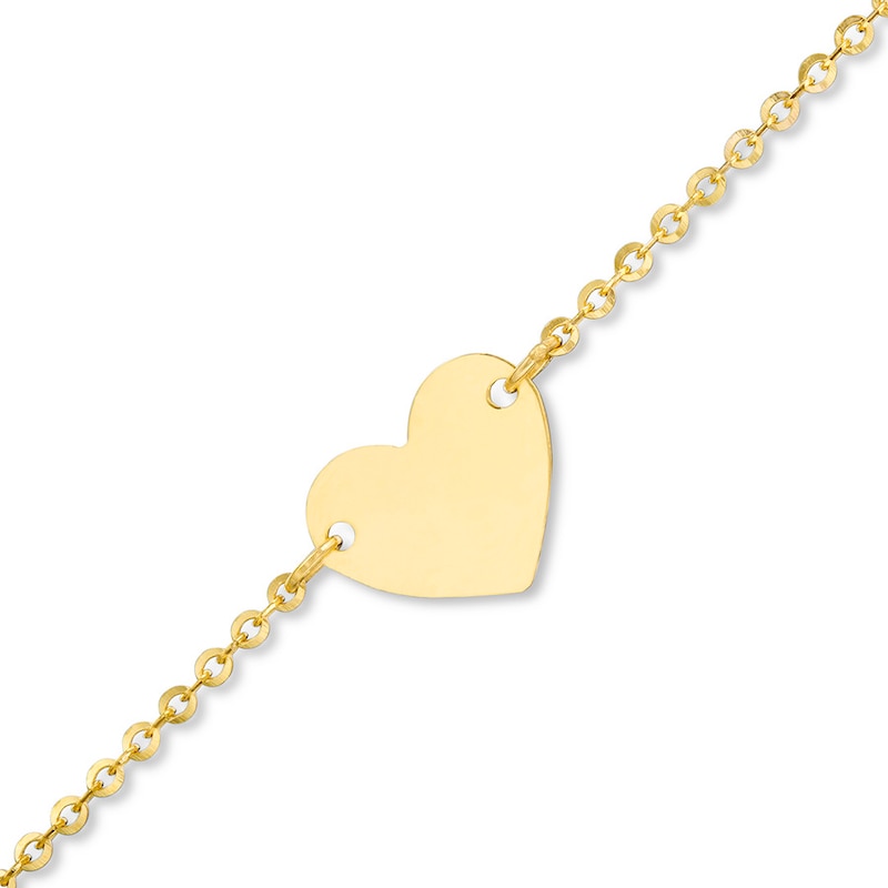 Heart Choker Necklace 10K Yellow Gold 16"