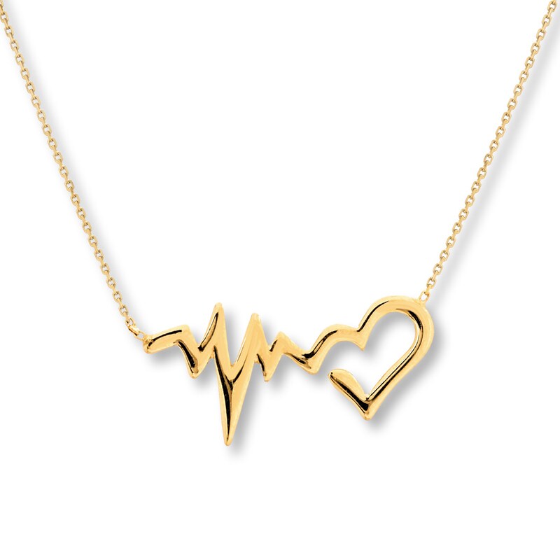 Heartbeat Necklace 10K Yellow Gold 16"-18" Adjustable