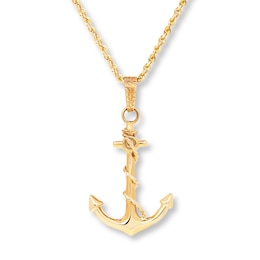 Anchor Necklace 10K Yellow Gold 22"