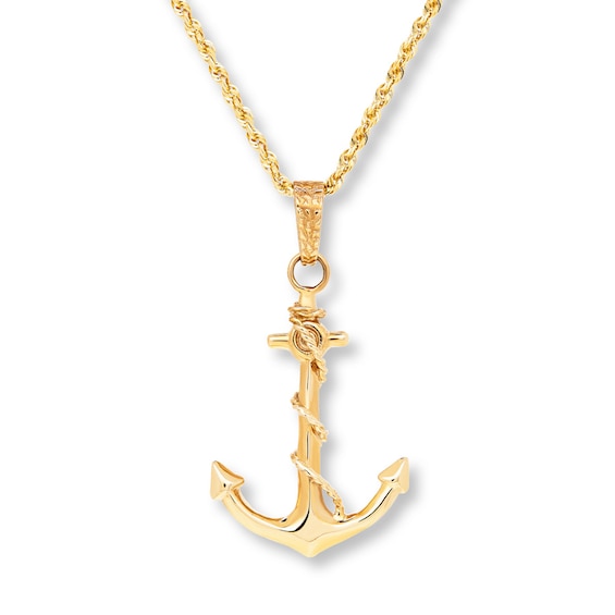 Anchor Necklace 10K Yellow Gold 22"