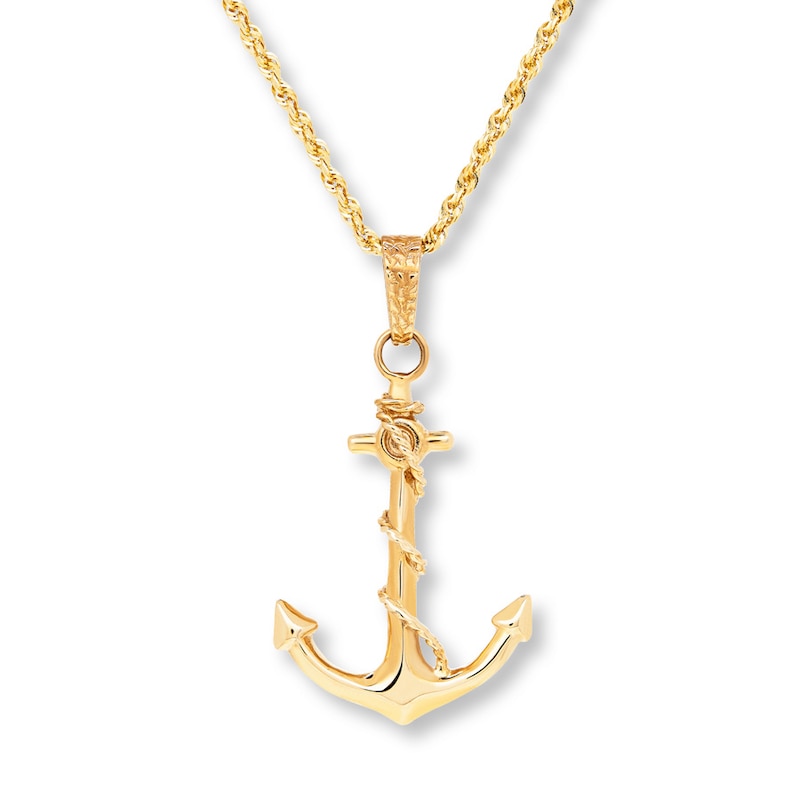 Main Image 1 of Anchor Necklace 10K Yellow Gold 22&quot;