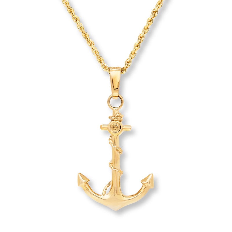 Main Image 4 of Anchor Necklace 10K Yellow Gold 22&quot;