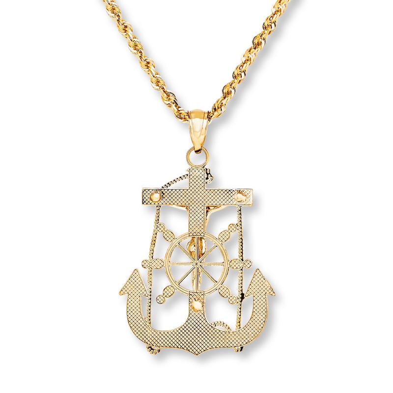 Main Image 4 of Cross Anchor Necklace 10K Yellow Gold 22&quot;