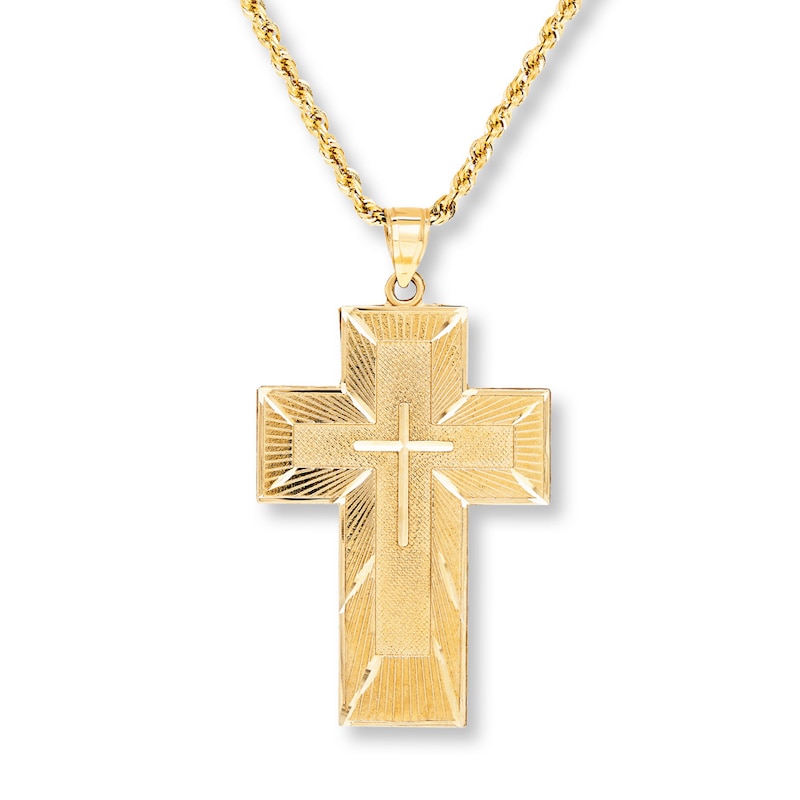 Main Image 1 of Cross Necklace Spanish Lord's Prayer 10K Yellow Gold 22&quot;
