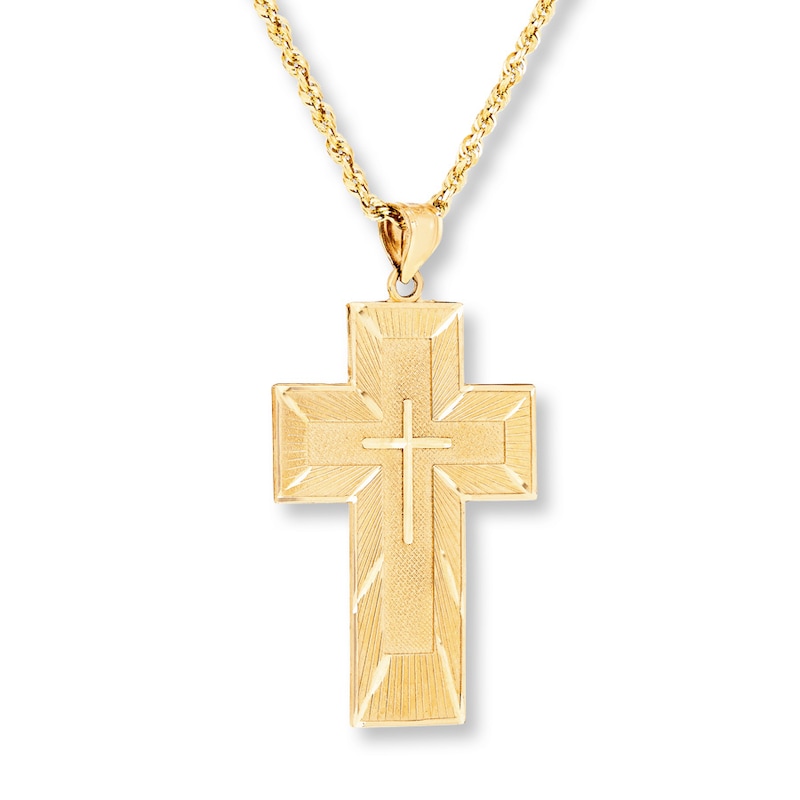 Main Image 3 of Cross Necklace Spanish Lord's Prayer 10K Yellow Gold 22&quot;