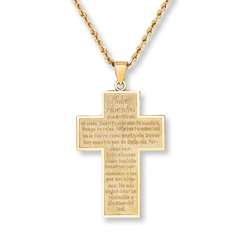 Main Image 4 of Cross Necklace Spanish Lord's Prayer 10K Yellow Gold 22&quot;