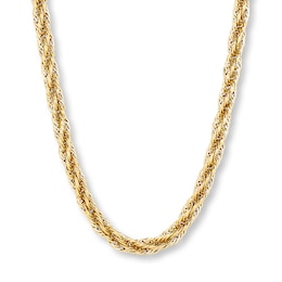 Twisted Link Chain Necklace Hollow 10K Yellow Gold 20"