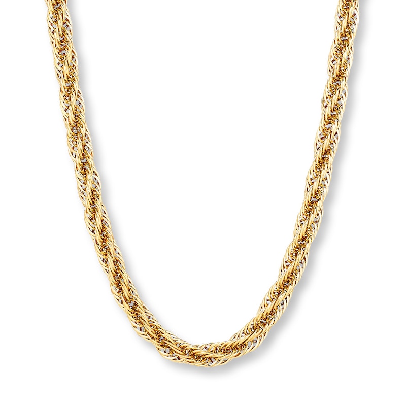 Twisted Hollow Link Chain Necklace 10K Yellow Gold 20\