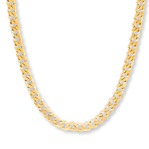 Cuban Curb Chain Necklace Solid 14K Yellow Gold 22"