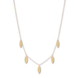 Dangle Station Necklace 14K Yellow Gold 18&quot;