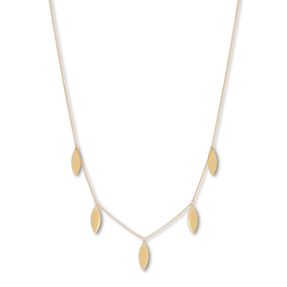 Dangle Station Necklace 14K Yellow Gold 18"
