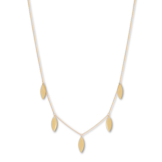 Dangle Station Necklace 14K Yellow Gold 18"