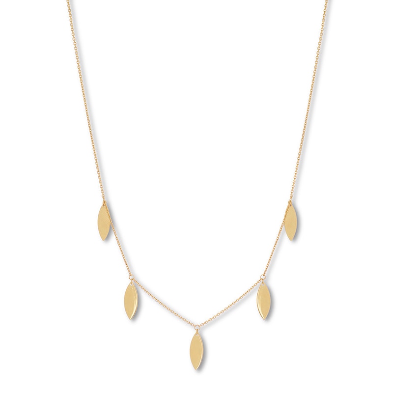 Main Image 1 of Dangle Station Necklace 14K Yellow Gold 18"