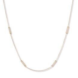 Rectangle Station Necklace 14K Yellow Gold 18"