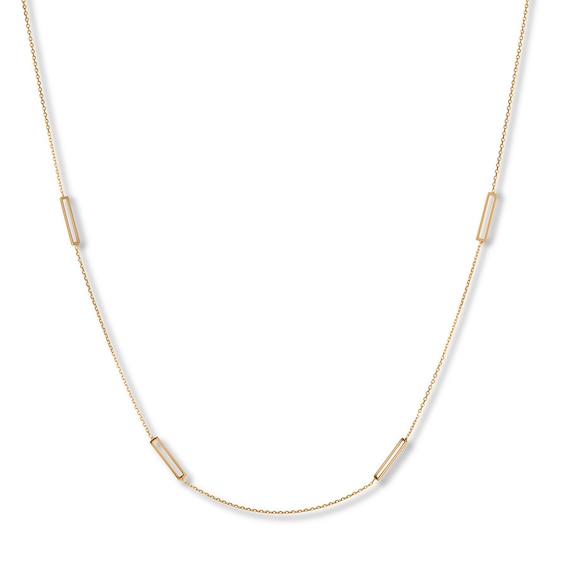 Rectangle Station Necklace 14K Yellow Gold 18"