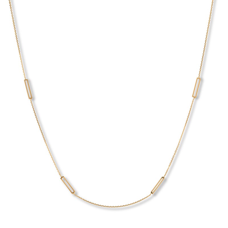 Main Image 1 of Rectangle Station Necklace 14K Yellow Gold 18&quot;