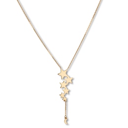 Star Lariat Necklace 14K Yellow Gold 18&quot;