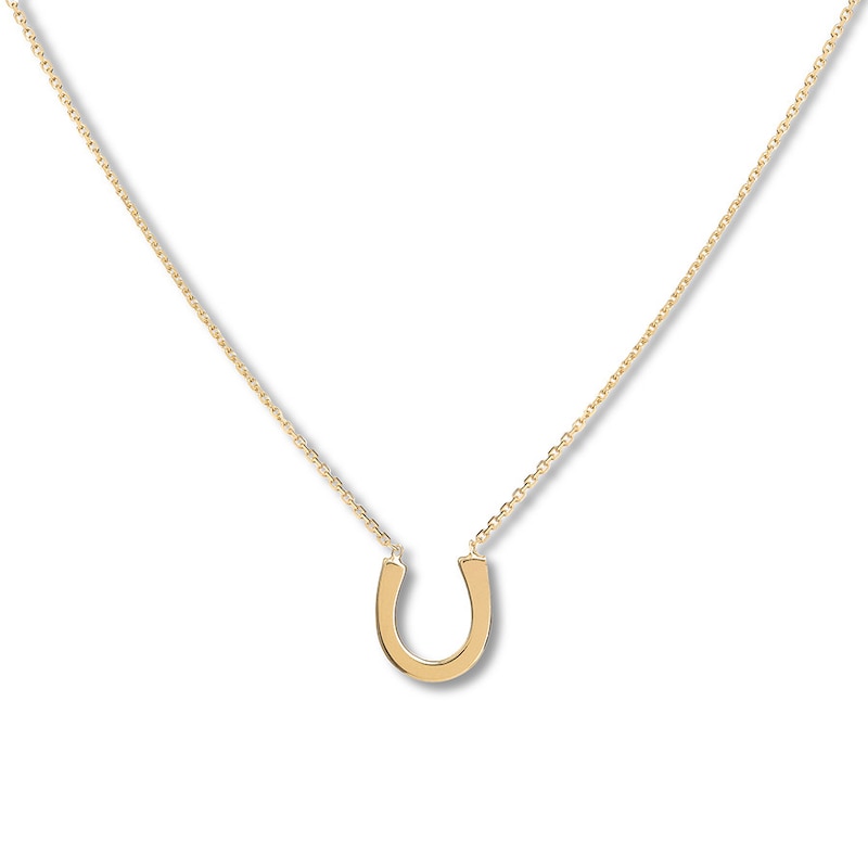 Horseshoe Necklace 14K Yellow Gold 18"