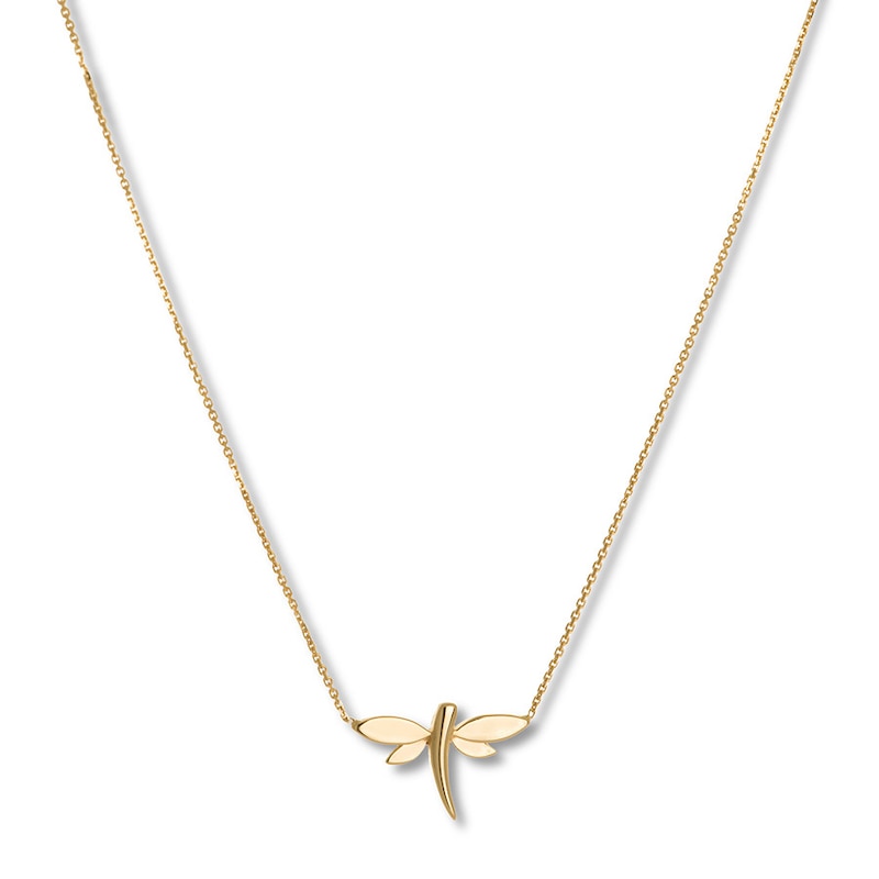 Main Image 1 of Dragonfly Necklace 14K Yellow Gold 18&quot;