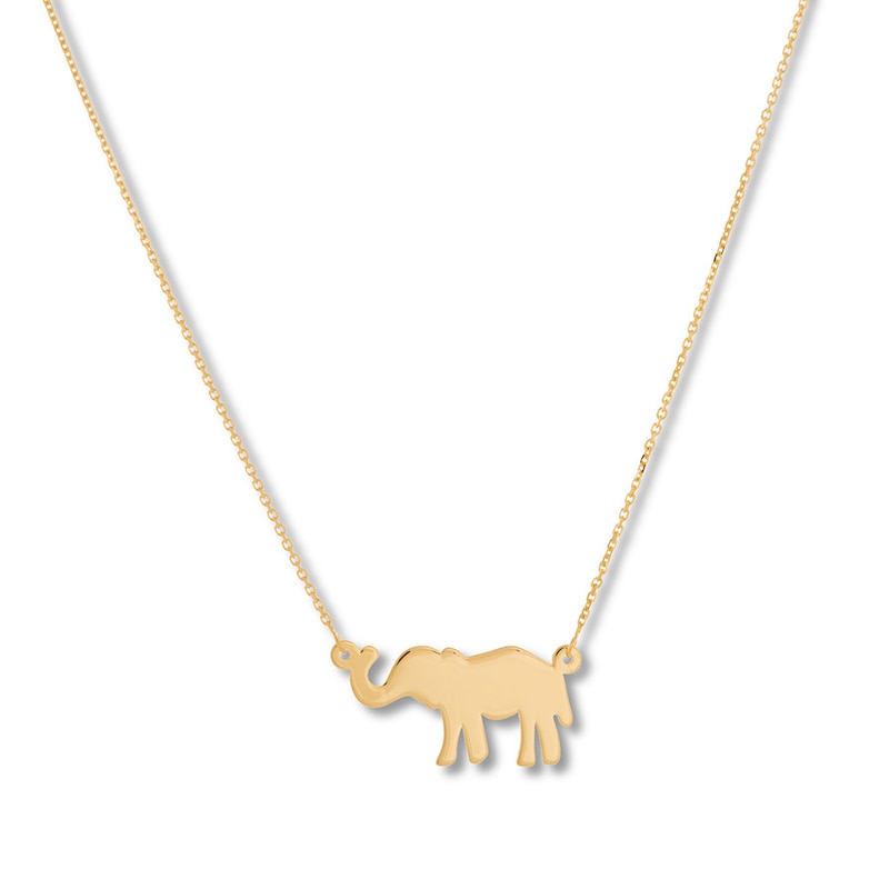 Elephant Necklace 14K Yellow Gold 18"