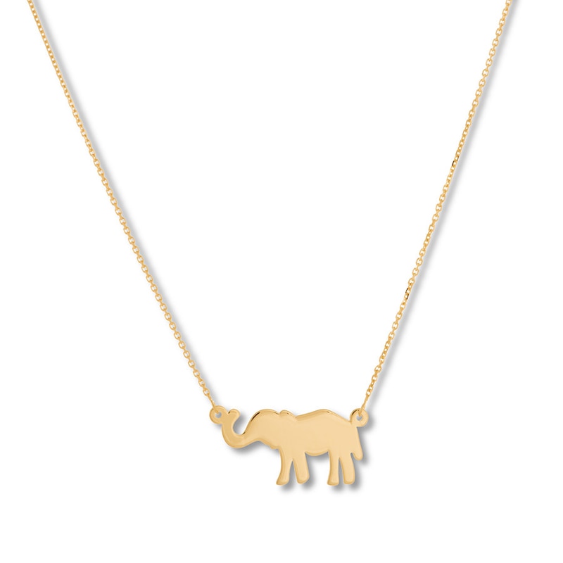 Main Image 1 of Elephant Necklace 14K Yellow Gold 18&quot;