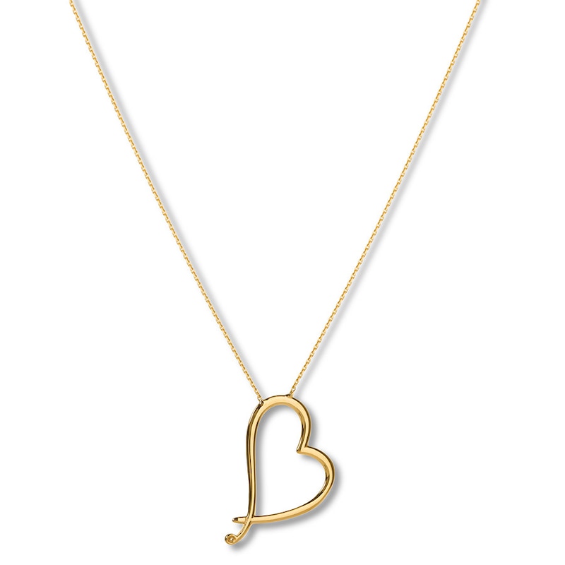 Heart Necklace 14K Yellow Gold 18"