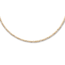 Figaro Choker Necklace Semi-Solid 14K Yellow Gold 16"