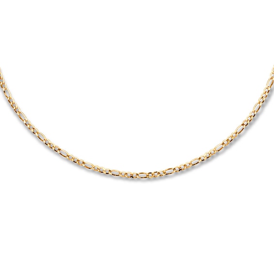 Figaro Choker Necklace Semi-Solid 14K Yellow Gold 16"