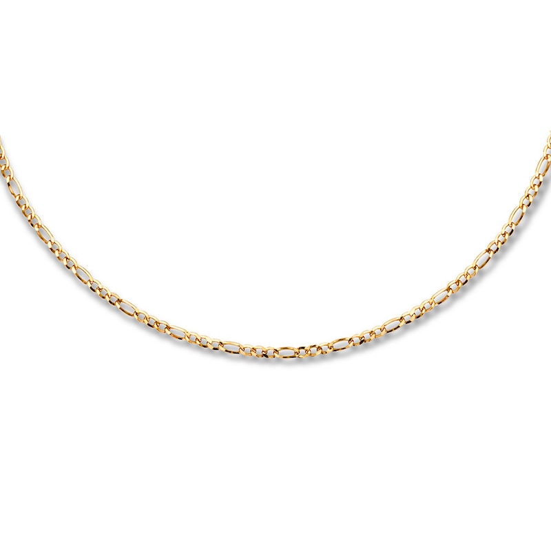 Main Image 1 of Figaro Choker Necklace Semi-Solid 14K Yellow Gold 16&quot;