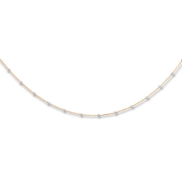 Station Choker Necklace 14K Two-Tone Gold 16"