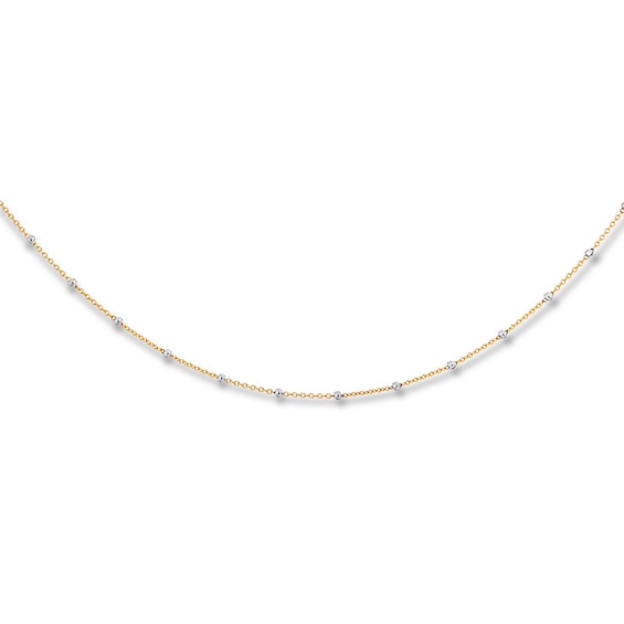 Station Choker Necklace 14K Two-Tone Gold 16"