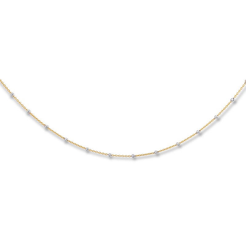 Station Choker Necklace 14K Two-Tone Gold 16"