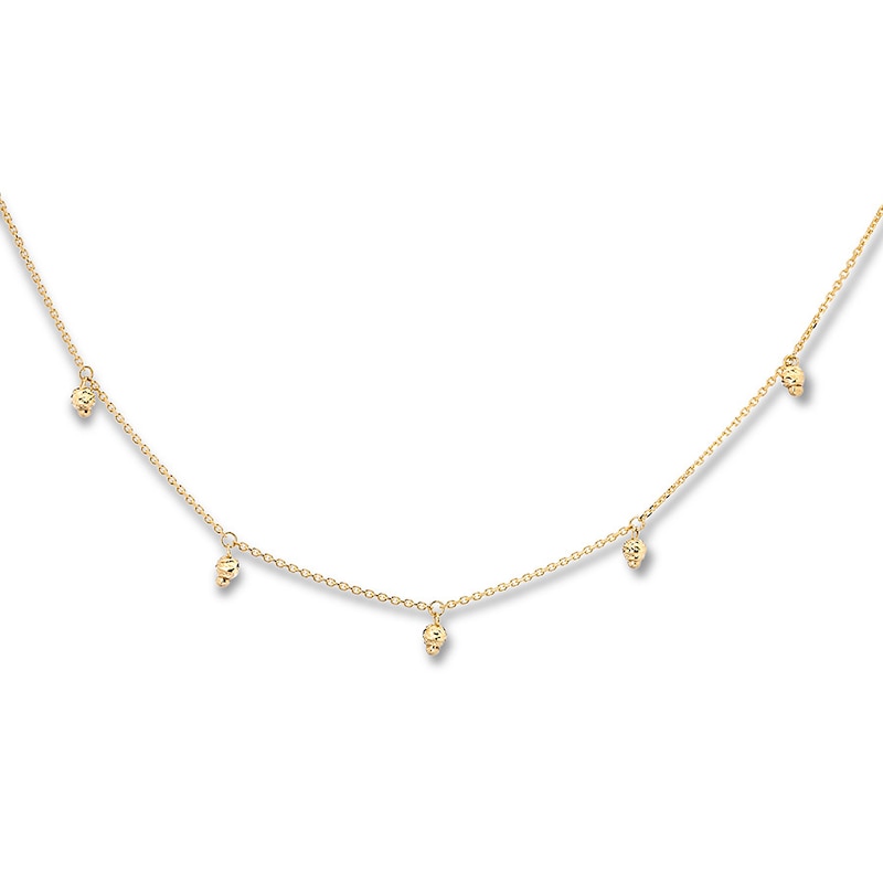 Main Image 1 of Dangle Bead Choker Necklace 14K Yellow Gold 16&quot;
