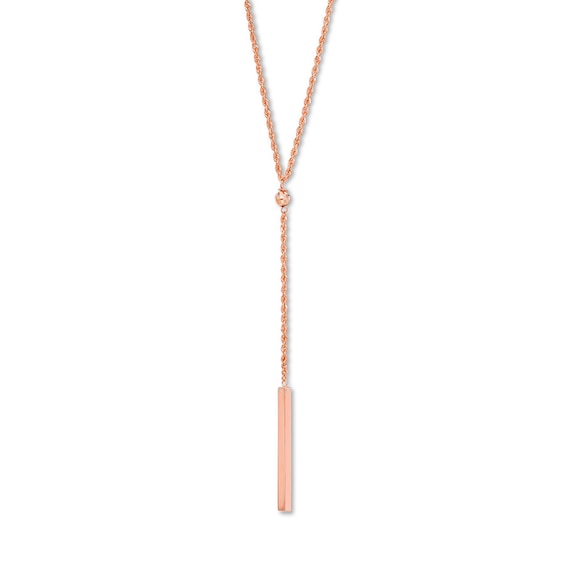 Lariat Bar Necklace 14K Rose Gold 18"
