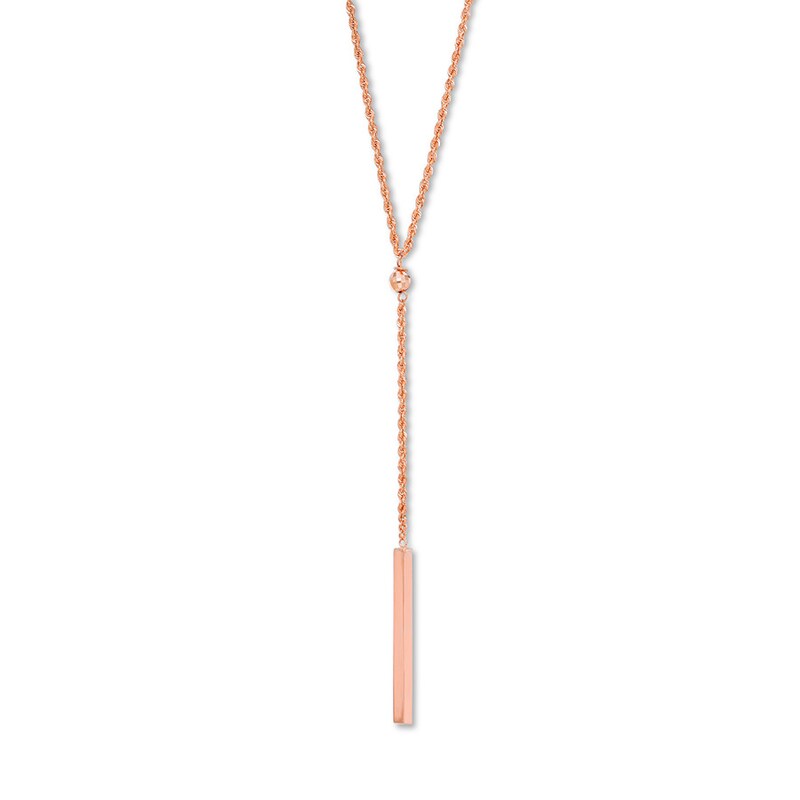 Lariat Bar Necklace 14K Rose Gold 18"